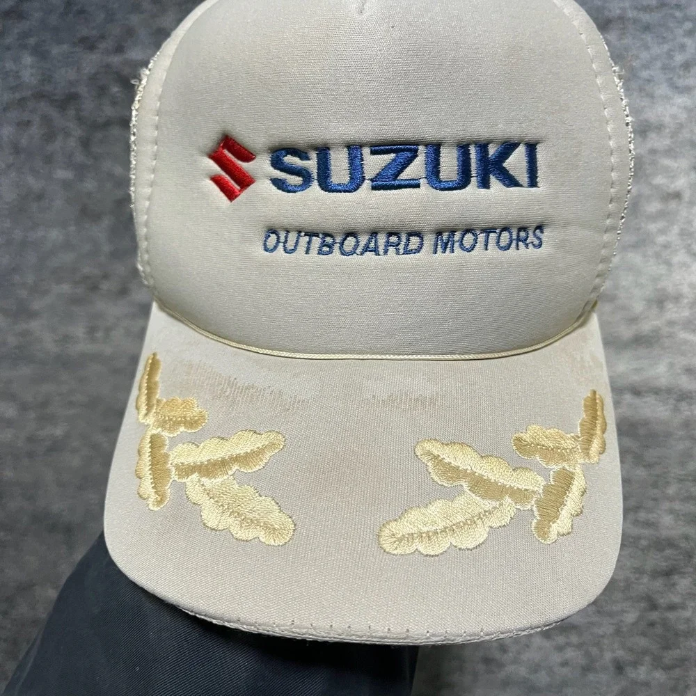 Vintage‎ Suzuki Hat OSFA Gray Motorsport 80s 90s Embroidered Mesh Snap Back